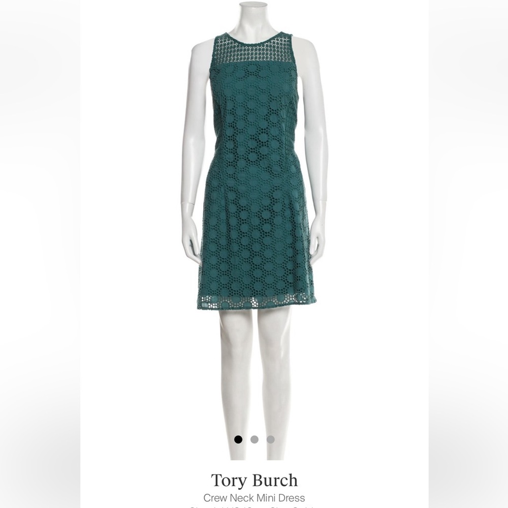Tory Burch Women’s Crew Neck Shift Dress. Size 10. Teal. Floral. - Picture 1 of 5